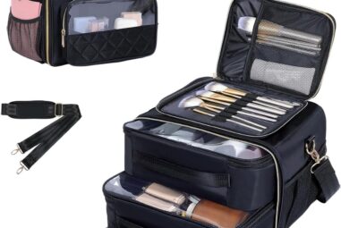 Large Makeup Bag Travel Organizer / Travel Toiletry Bag (Black)